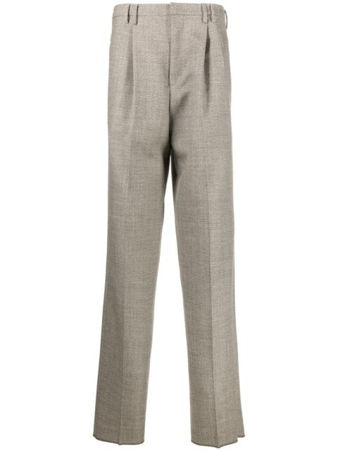 Neutral Tweed Tapered Trousers