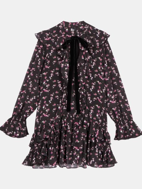 The Kooples FLORAL PRINT RUFFLED SHORT DRESS