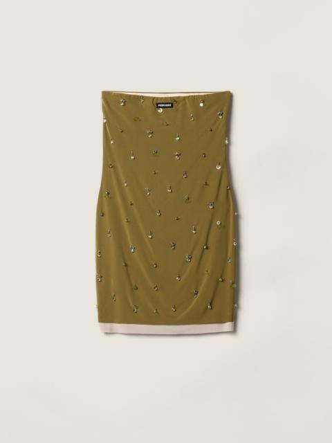 Miu Miu Embroidered stretch georgette mini-dress
