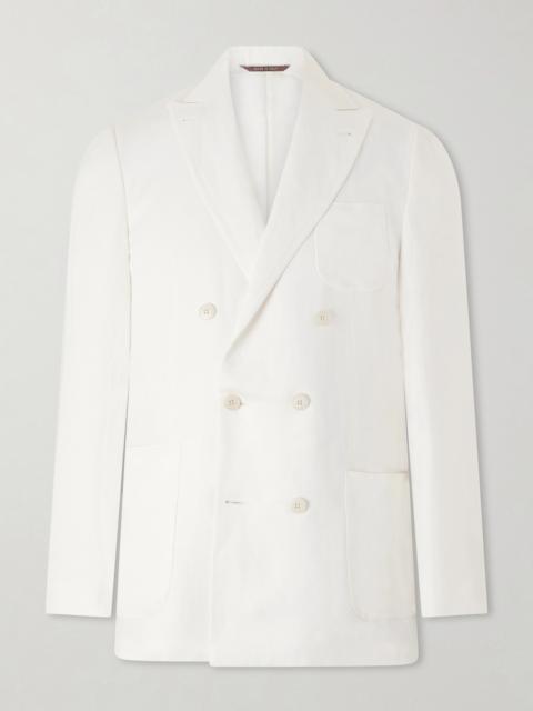 Canali Double-Breasted Linen and Silk-Blend Suit Jacket