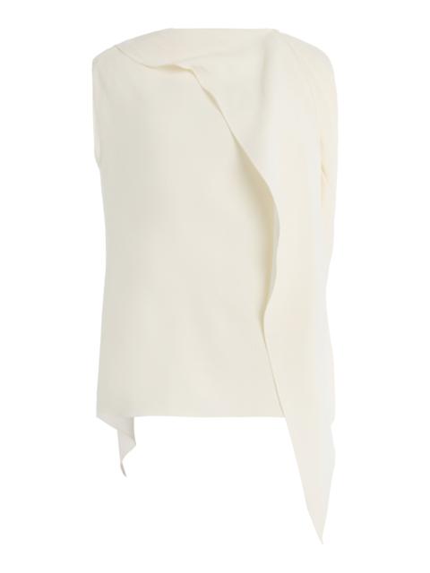 Oscar de la Renta Tie-Neck Silk-Georgette Blouse ivory