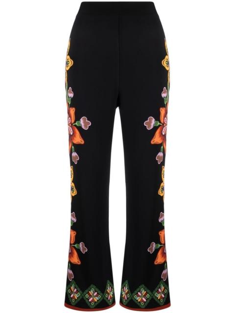 La DoubleJ Stretch floral-print straight trousers