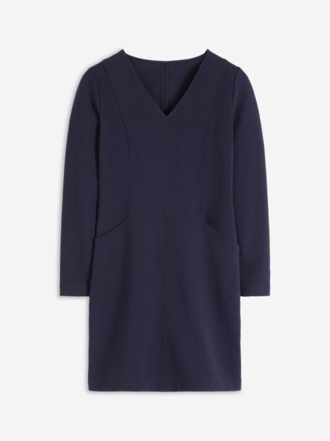 BODEN Ellen V-neck Ottoman Dress-Navy