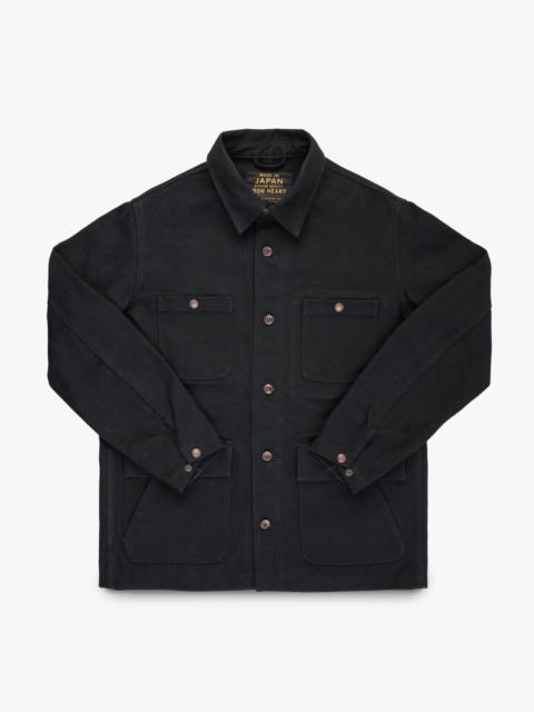 Iron Heart 20OZ PARAFFIN COATED DUCK CHORE JACKET - BLACK