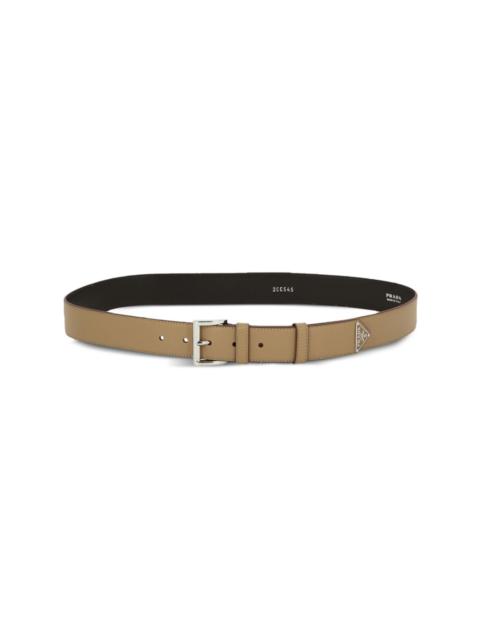 Prada enamel triangle-logo leather belt