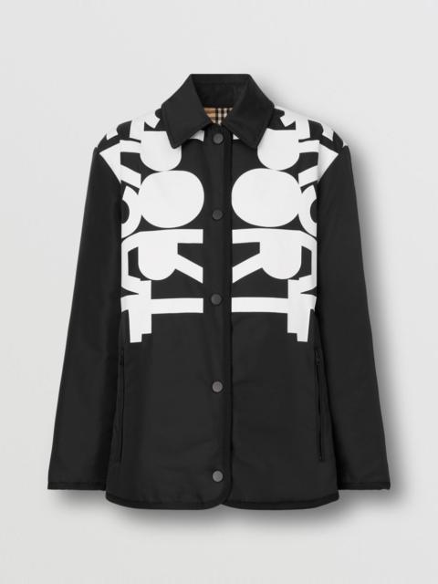 Burberry Reversible Slogan Print and Check Nylon Jacket