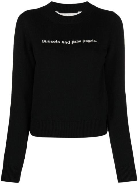 Palm Angels Sunsets-embroidered merino-blend jumper