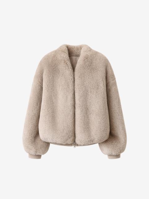 The Frankie Shop Senna Faux Fur Collarless Jacket - Light Taupe