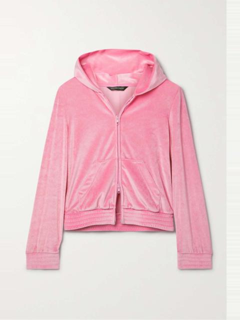 BALENCIAGA Crystal-embellished velvet hoodie