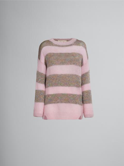 Marni SWEATER IN STRIPED PINK MOHAIR AND WOOL