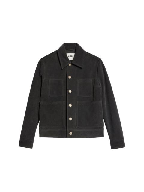 button-up suede jacket