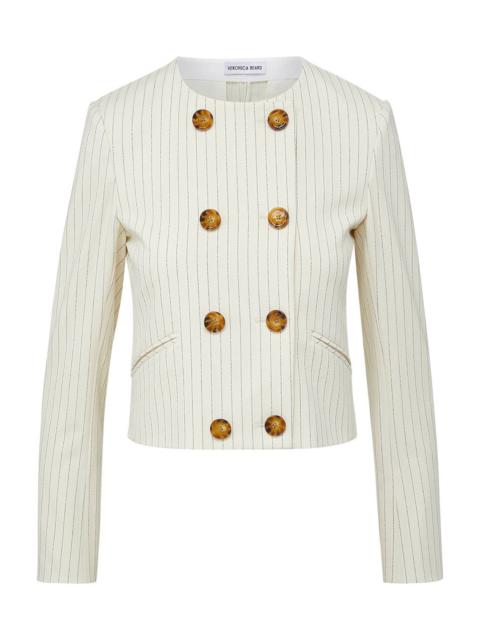 WINSLOW PINSTRIPED COLLARLESS JACKET