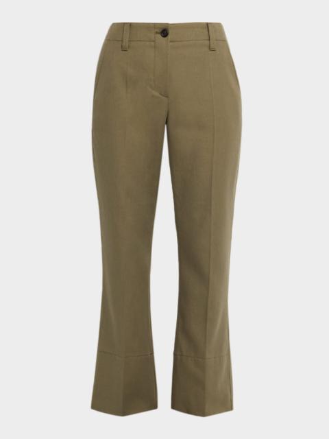 Brunello Cucinelli Linen Twill Kickflare Cigarette Pants