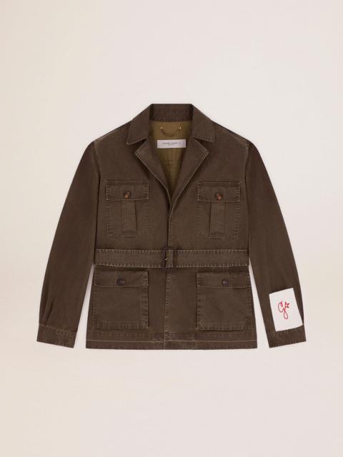 Golden Goose Men's safari jacket in military green canvas