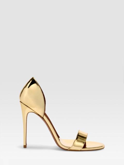 PARIS TEXAS METALLIC LEATHER SANDAL WITH MIRROR EFFECT