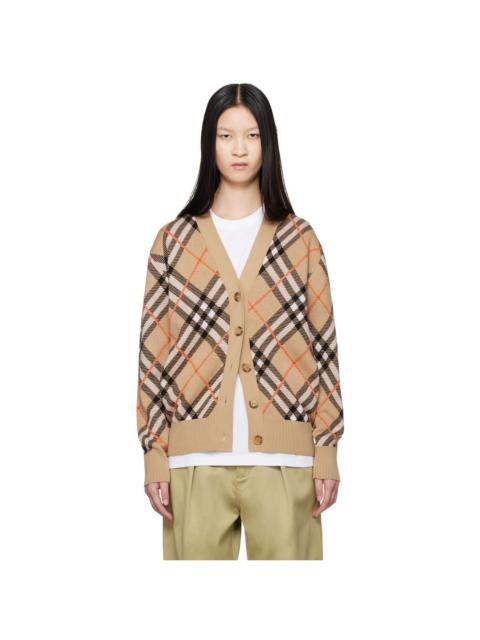 Beige Check Cardigan