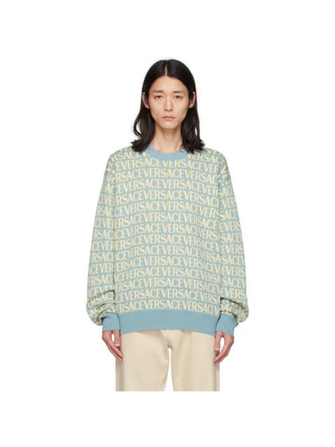 VERSACE Blue & Yellow Allover Sweater