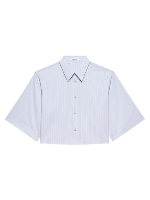 Helmut Lang Women's Striped Cotton-Blend Crop Trench Shirt - Light Blue Multi