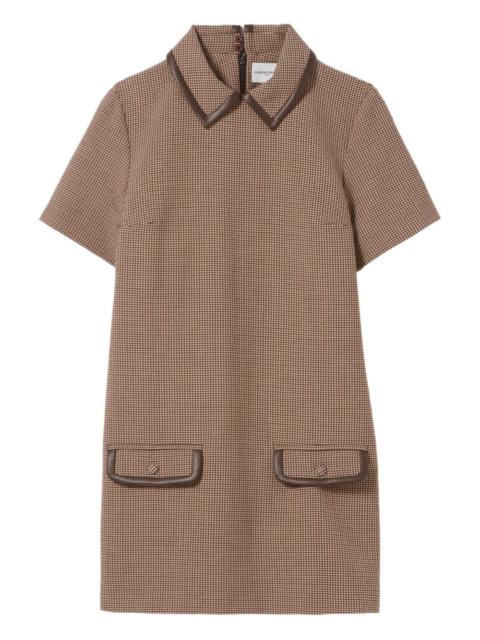 Claudie Pierlot houndstooth leather-trimmed dress