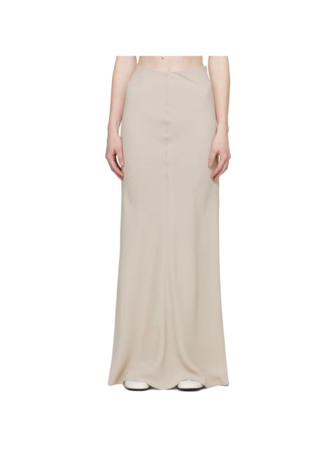 Beige Bias-Cut Maxi Skirt