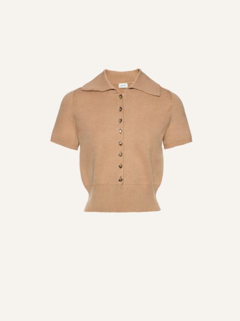 MAGDA BUTRYM Short-sleeve buttoned cropped sweater in beige
