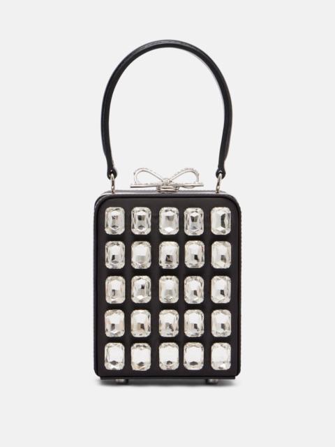 self-portrait Micro crystal-embellished box bag