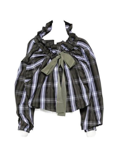 PATOU Patou Scoop-neck Check Ruffled Blouse