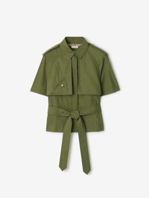 Cropped Cotton Poplin Trench Shirt