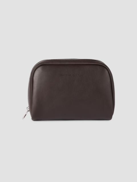 Brunello Cucinelli Smooth Calfskin Slim Beauty Case - Brown