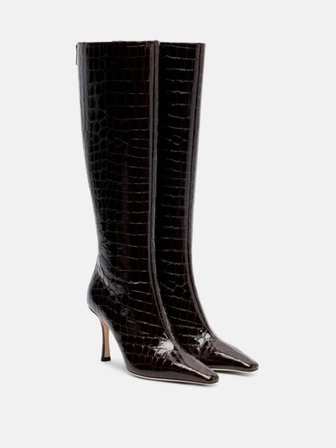 JIMMY CHOO Agathe 85 croc-effect leather knee-high boots