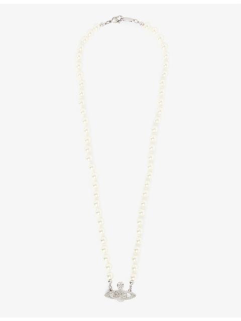 Vivienne Westwood Bas Relief Orb mini silver-toned brass and pearl necklace