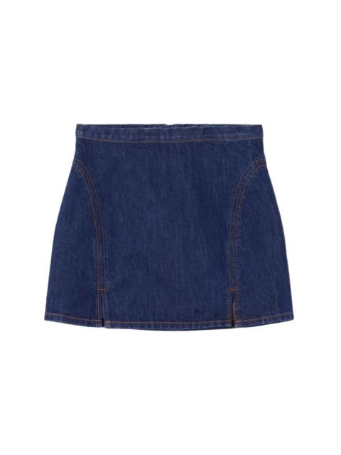 split denim mini skirt