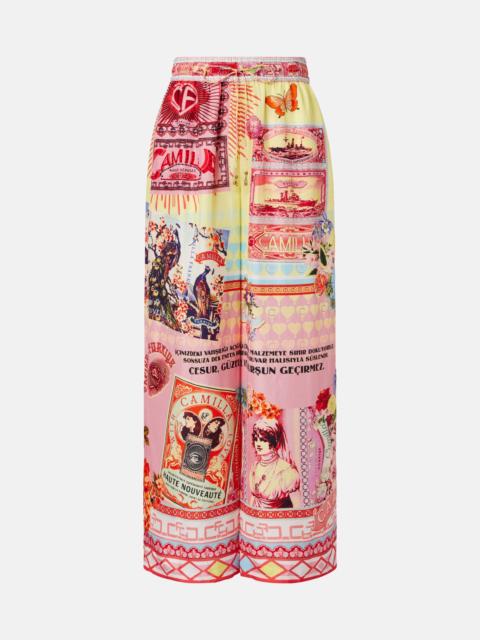 CAMILLA Printed silk wide-leg pants