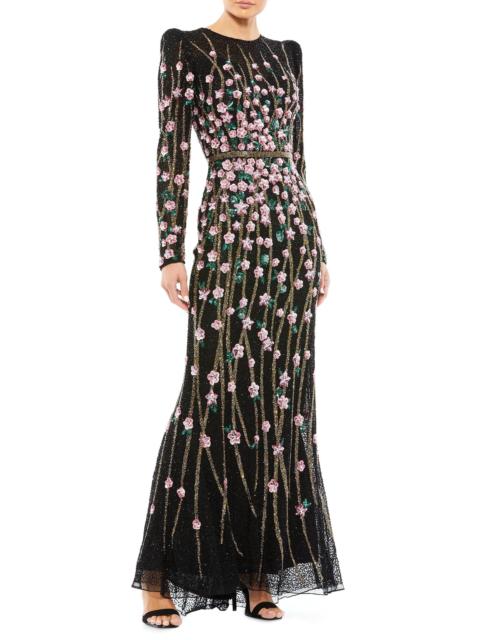 MAC DUGGAL Women's Beaded A-Line Gown - Black Multi