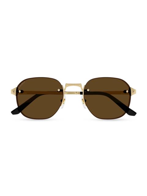 Cartier Men's Santos Classic 53MM Round Sunglasses - Gold Brown