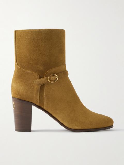 Valentino Pattie 75 Buckle-embellished Suede Ankle Boots