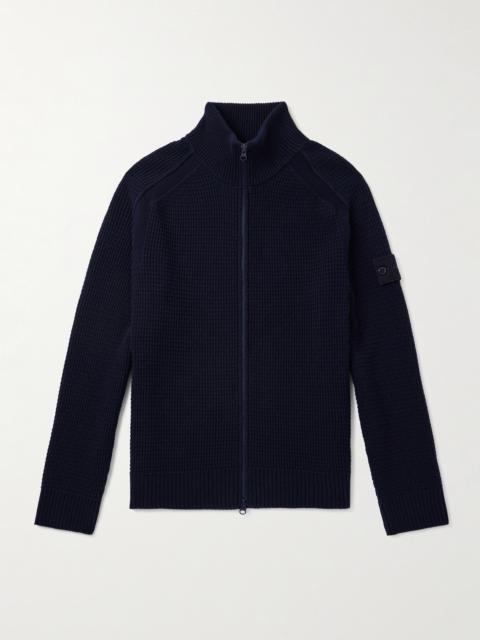 Stone Island STONE ISLAND GHOST Waffle-Knit Virgin Wool Zip-Up Cardigan