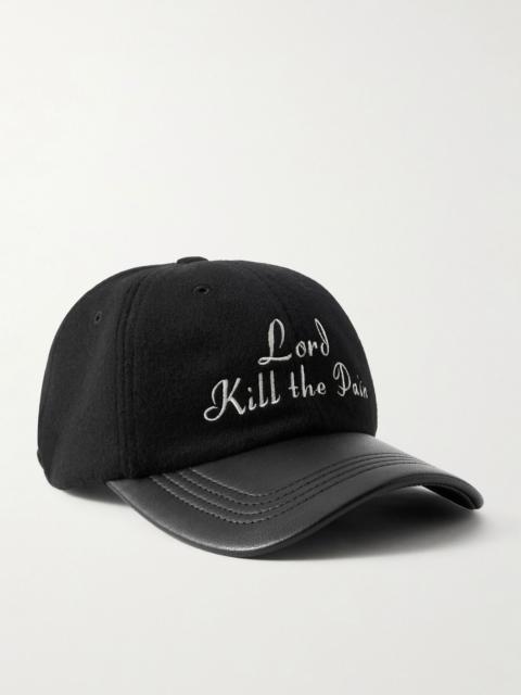 Enfants Riches Déprimés Lord Kill The Pain Leather-Trimmed Embroidered Wool and Cashmere-Blend Baseball Cap Black