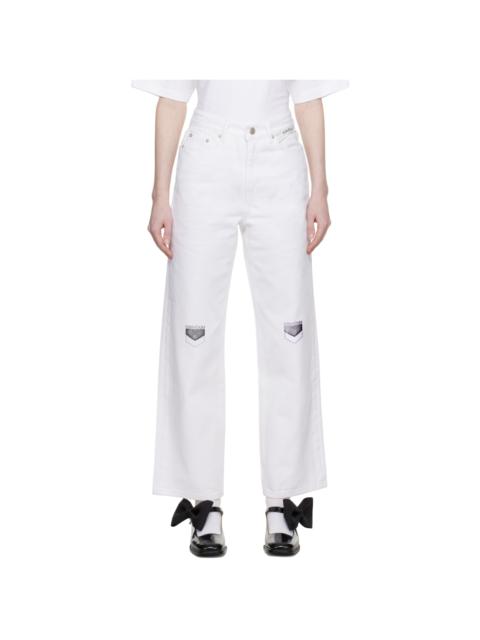 KIMHĒKIM White Pocket Stamped Jeans