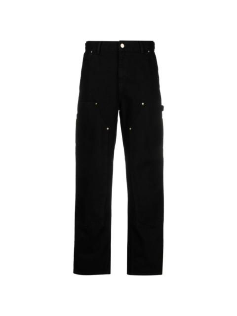 logo-patch cotton straight trousers