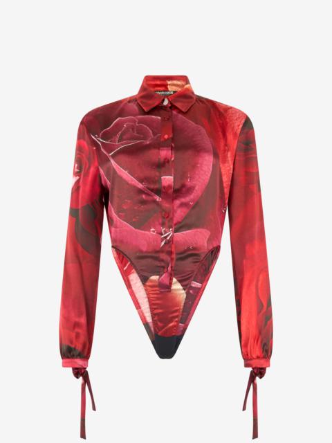 Roberto Cavalli Bodysuit Shirt With Garden Rose Print