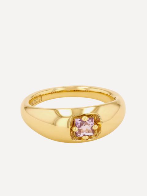 SUZANNE KALAN 14ct Gold Princess Cut Rose de France Dome Ring