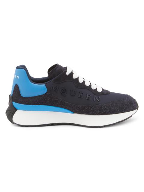 Alexander McQueen Men's Sprint Runner Suede Low-Top Sneakers - Indigo Blue