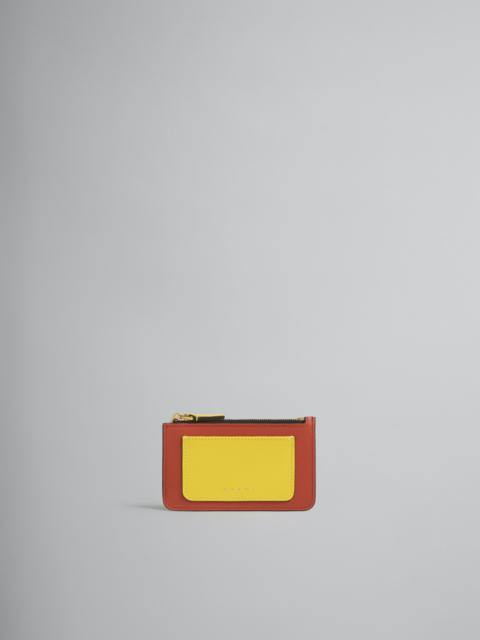 Marni BROWN SAFFIANO LEATHER CARD CASE