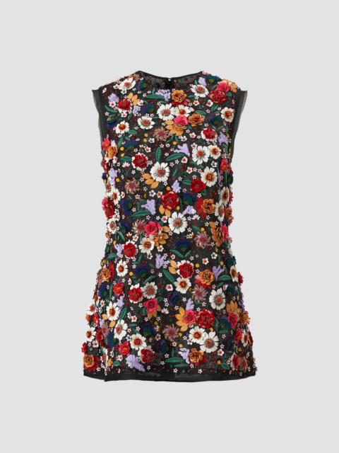 CAROLINA HERRERA Women's 3D Floral Silk Sleeveless Top - Black Multi