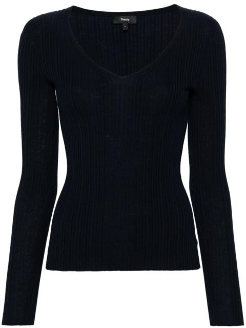 Theory V-neck rib knit top