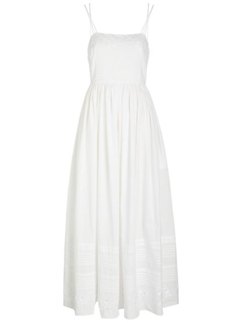 BODE Bode Chamomile Pintucked Cotton Midi Dress