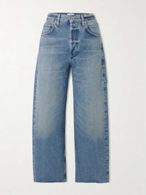 Ayla cropped frayed high-rise wide-leg jeans Mid denim