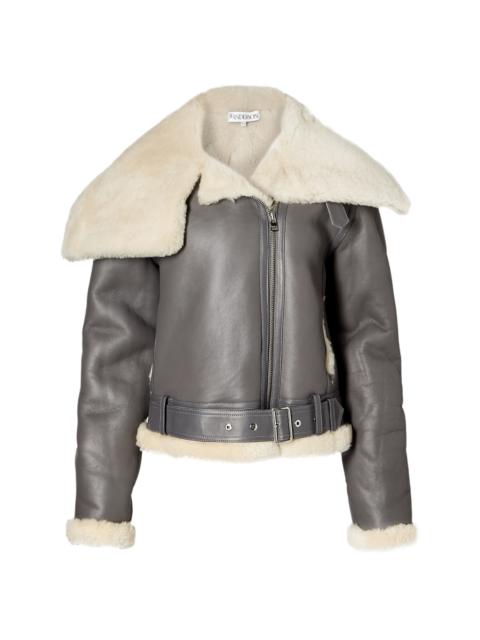 JW Anderson JW Anderson Asymmetric Collar Shearling Aviator Jacket