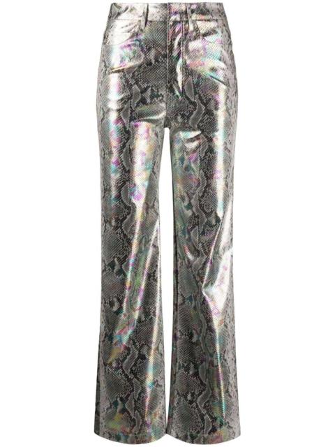 ROTATE holographic snakeskin-print trousers